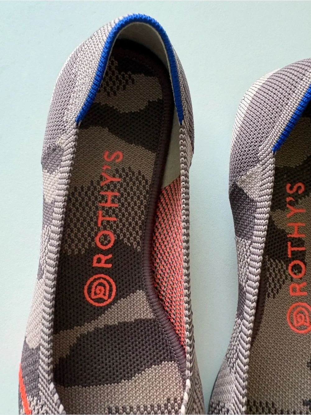 Rothy's The Point Flat in Taupe Camo Orange Stripe Women’s size 9